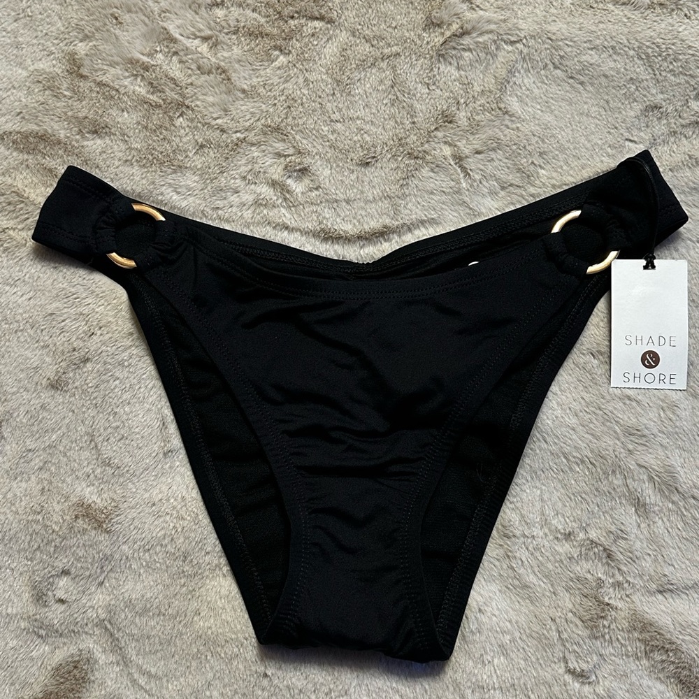 💚 Shade & Shore - Black Bikini Swim Bottom - Low Coverage Cheeky - Medium …